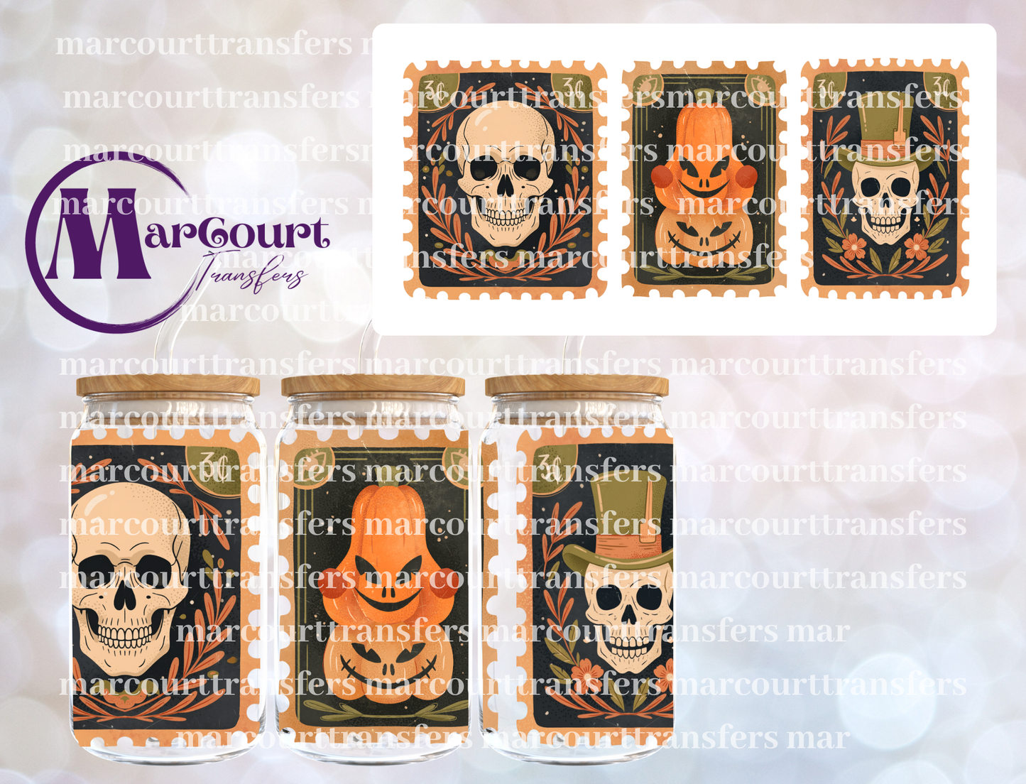 VINTAGE HALLOWEEN STAMPS-16 0Z-UV DTF CUP WRAP