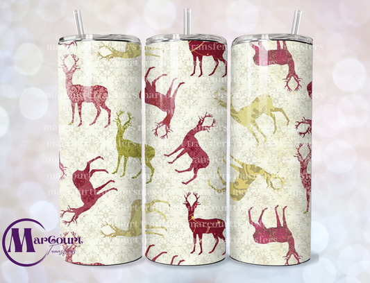 VINTAGE REINDEERS-SKINNY TUMBLER TRANSFER