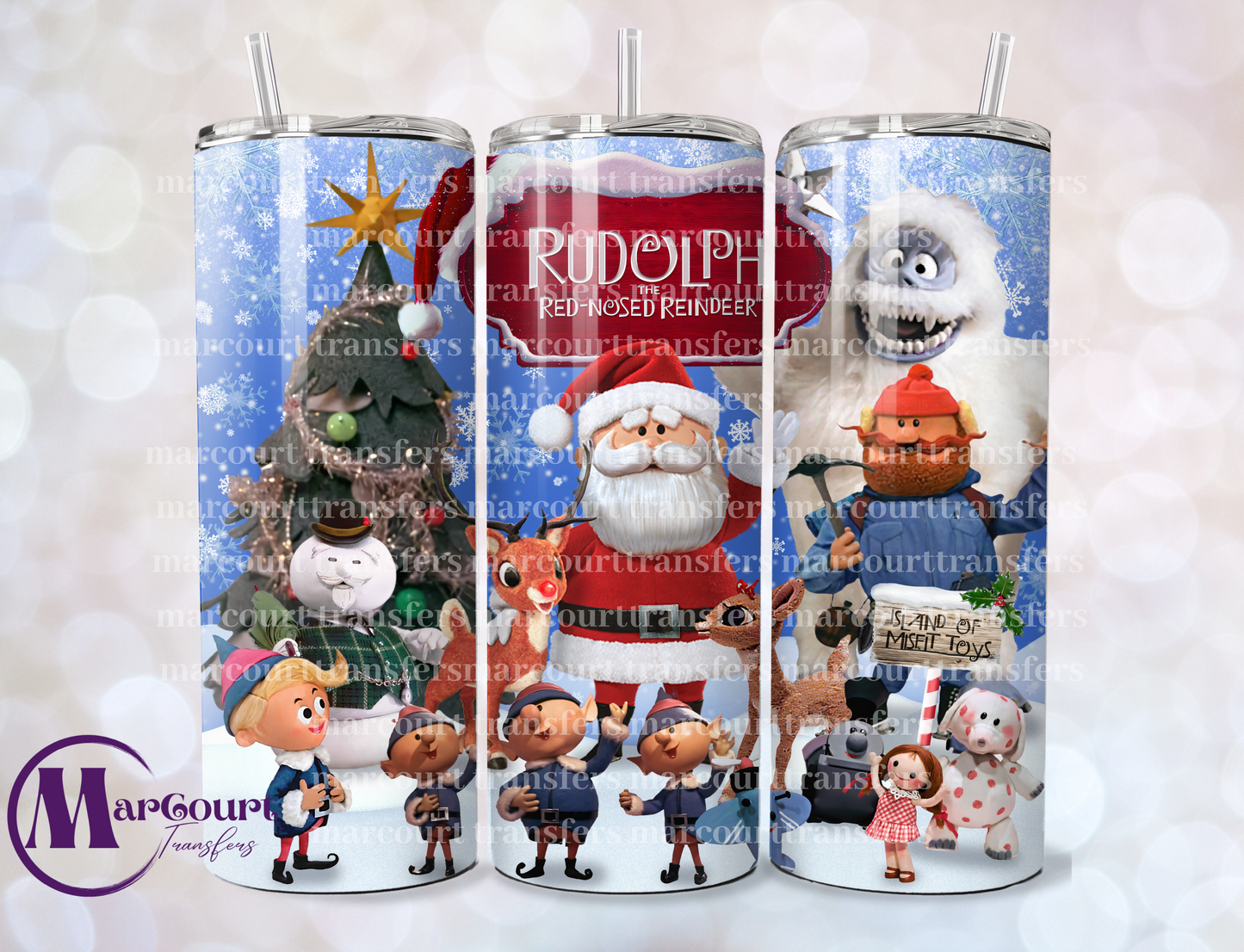 VINTAGE RUDOLPH-SKINNY TUMBLER TRANSFER