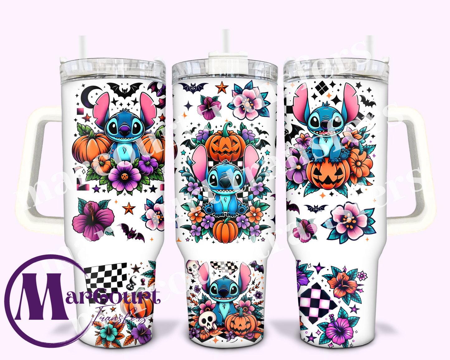 VINTAGE STITCH HALLOWEEN-40 0Z-SUBLIMATION TUMBLER TRANSFER