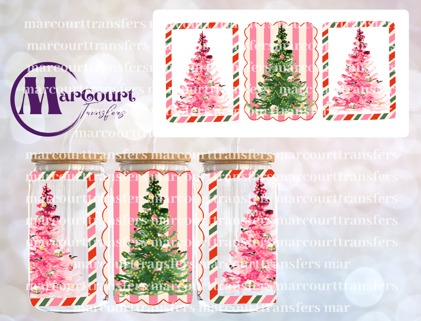 VINTAGE TREE STAMPS-16 0Z-UV DTF CUP WRAP