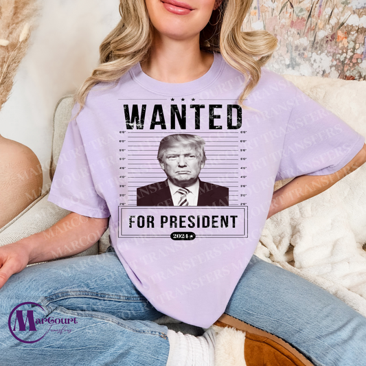 TRUMP WANTED FOR PRESIDENT (BLACK)-DTF FULL COLOR TRANSFER