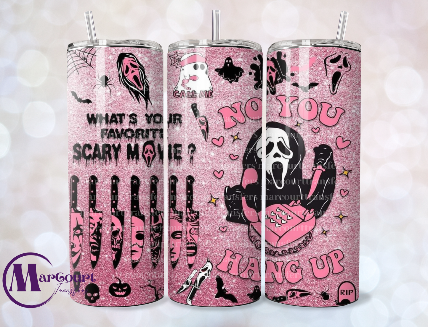 WHAT'S YOUR FAVORITE SCARY MOCVIE SCREAM-SKINNY TUMBLER TRANSFER