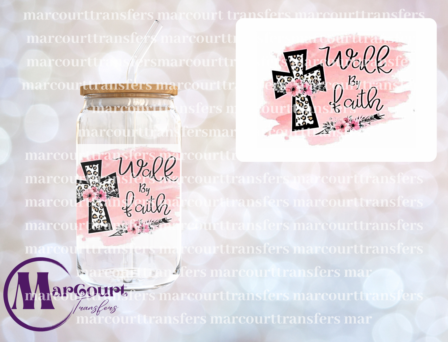 WALK BY FAITH (PINK)-DECAL-UV DTF CUP WRAP