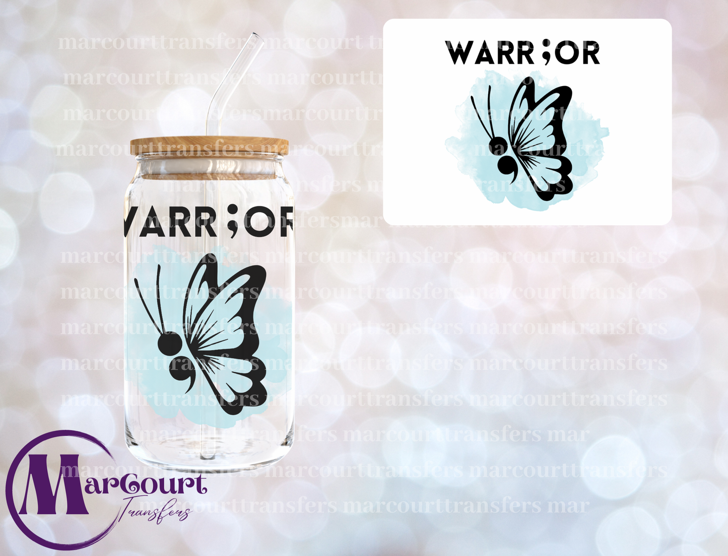 WARRIOR SEMICOLON-UV DTF CUP WRAP