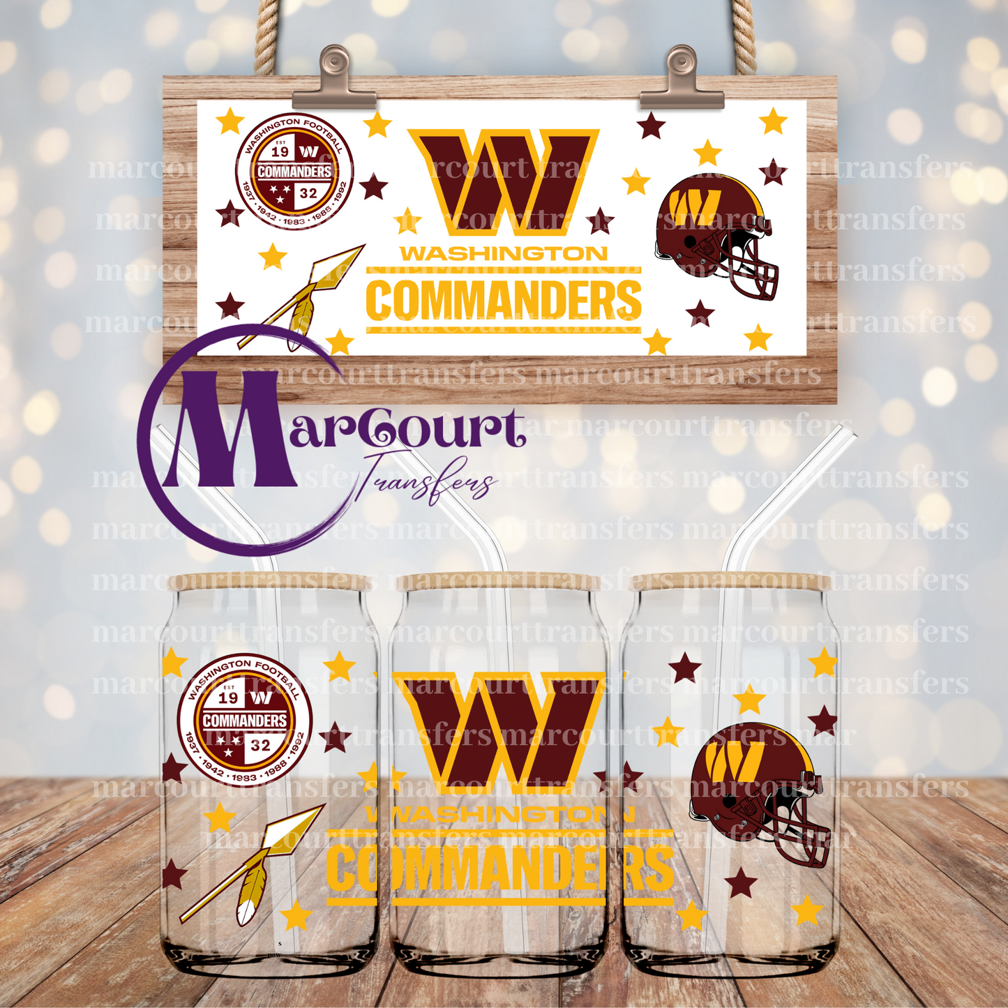 WASHINGTON COMMANDERS-16 OZ- UV DTF CUP WRAP