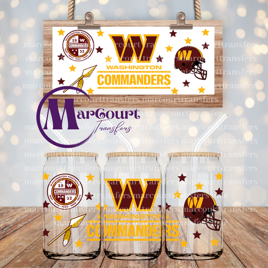 WASHINGTON COMMANDERS-16 OZ- UV DTF CUP WRAP