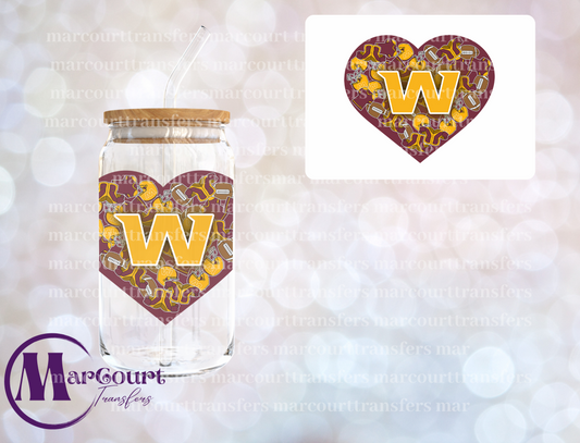 WASHINGTON COMMANDERS HEART-DECAL-UV DTF CUP WRAP