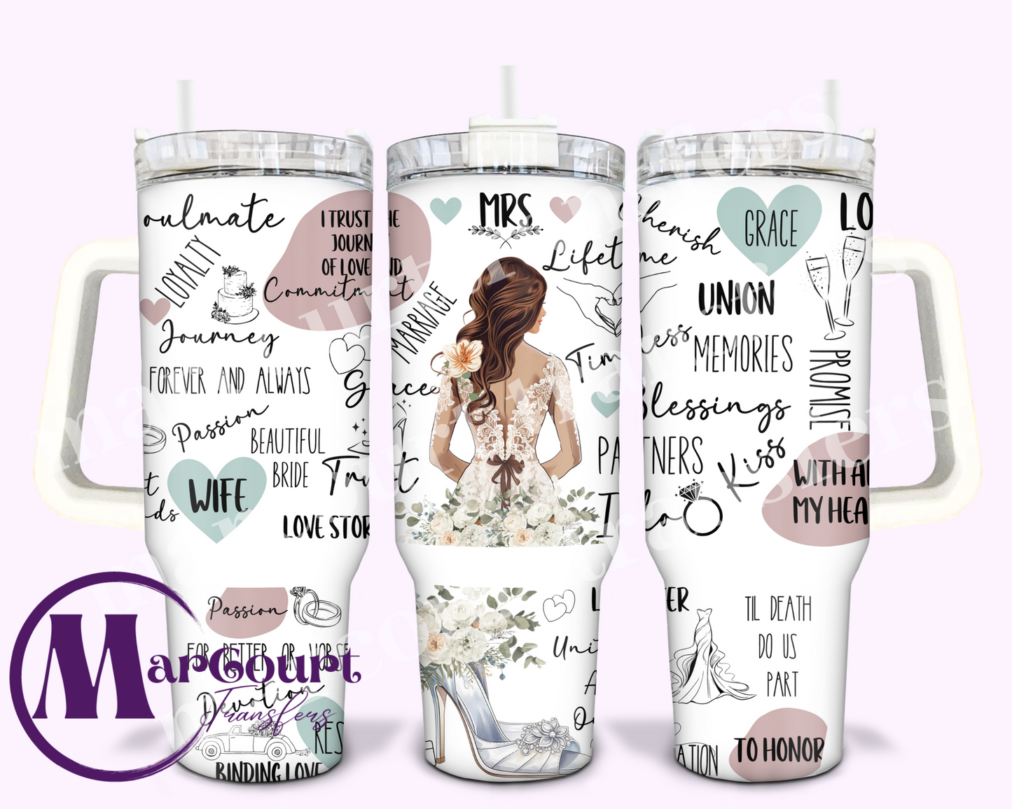 WEDDING AFFIRMATIONS-40 0Z-UV DTF CUP WRAP