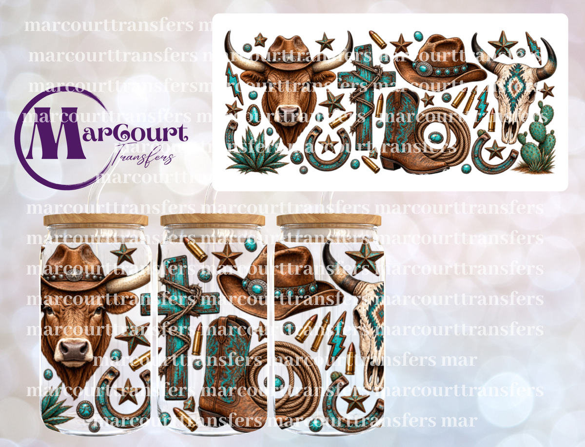 WESTERN BULL-16 0Z-UV DTF CUP WRAP