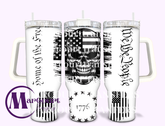 WE THE PEOPLE AMERICAN SKULL-40 0Z-SUBLIMATION TUMBLER TRANSFER