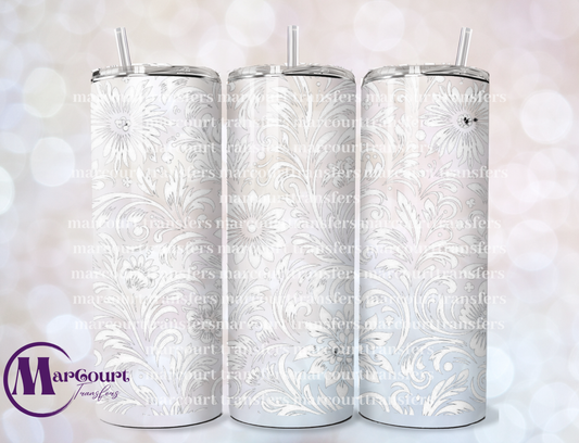 WHITE FLOWERS-20 OZ-UV DTF CUP WRAP