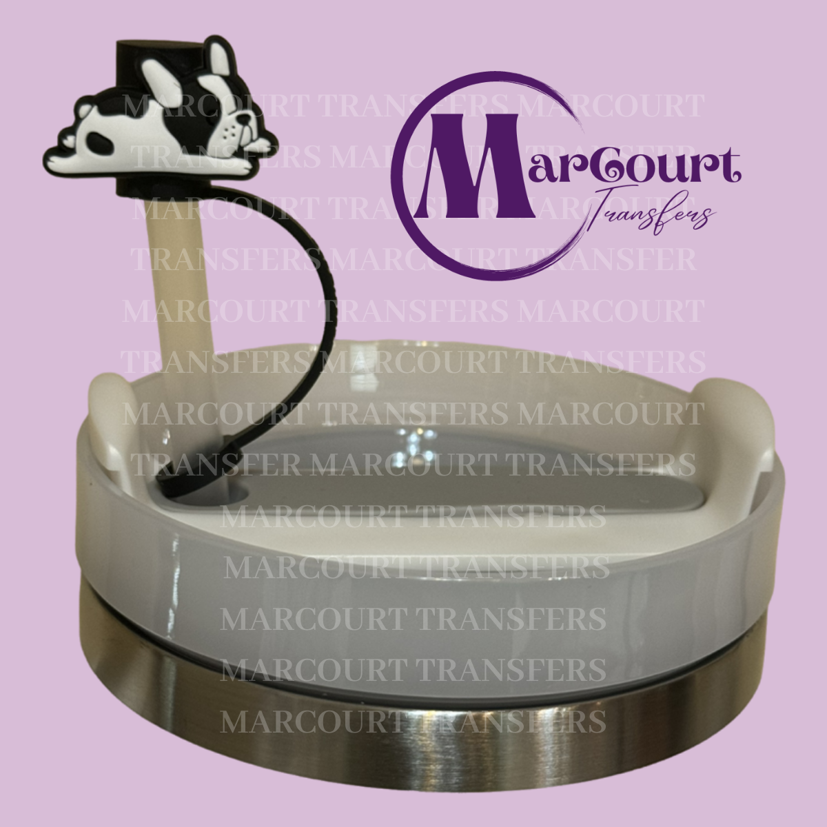 FRENCHIE (WHITE AND BLACK)-STRAW TOPPER