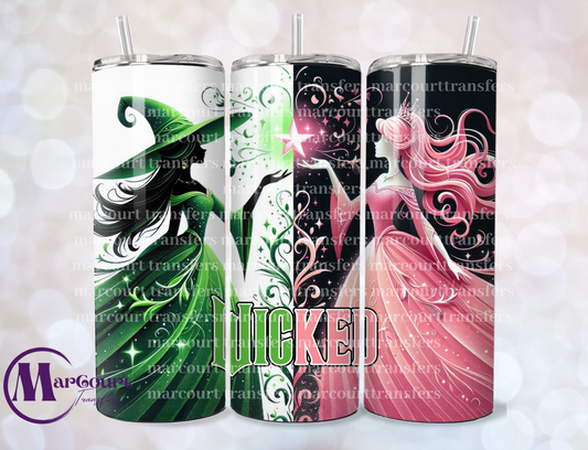 WICKED ELPHABA AND GLINDA-SKINNY TUMBLER TRANSFER