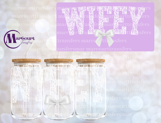 WIFEY WHITE LACE-16 0Z-UV DTF CUP WRAP