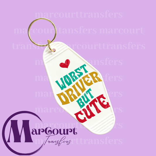 WORST DRIVER BUT CUTE-KEYCHAIN-DECAL-UV DTF