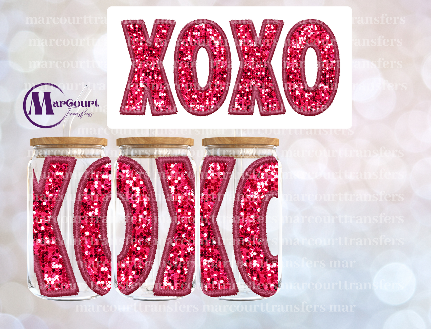 XO XO FAUX SEQUINS-16 0Z-UV DTF CUP WRAP