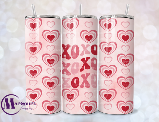 XO XO HEARTS-SKINNY TUMBLER TRANSFER