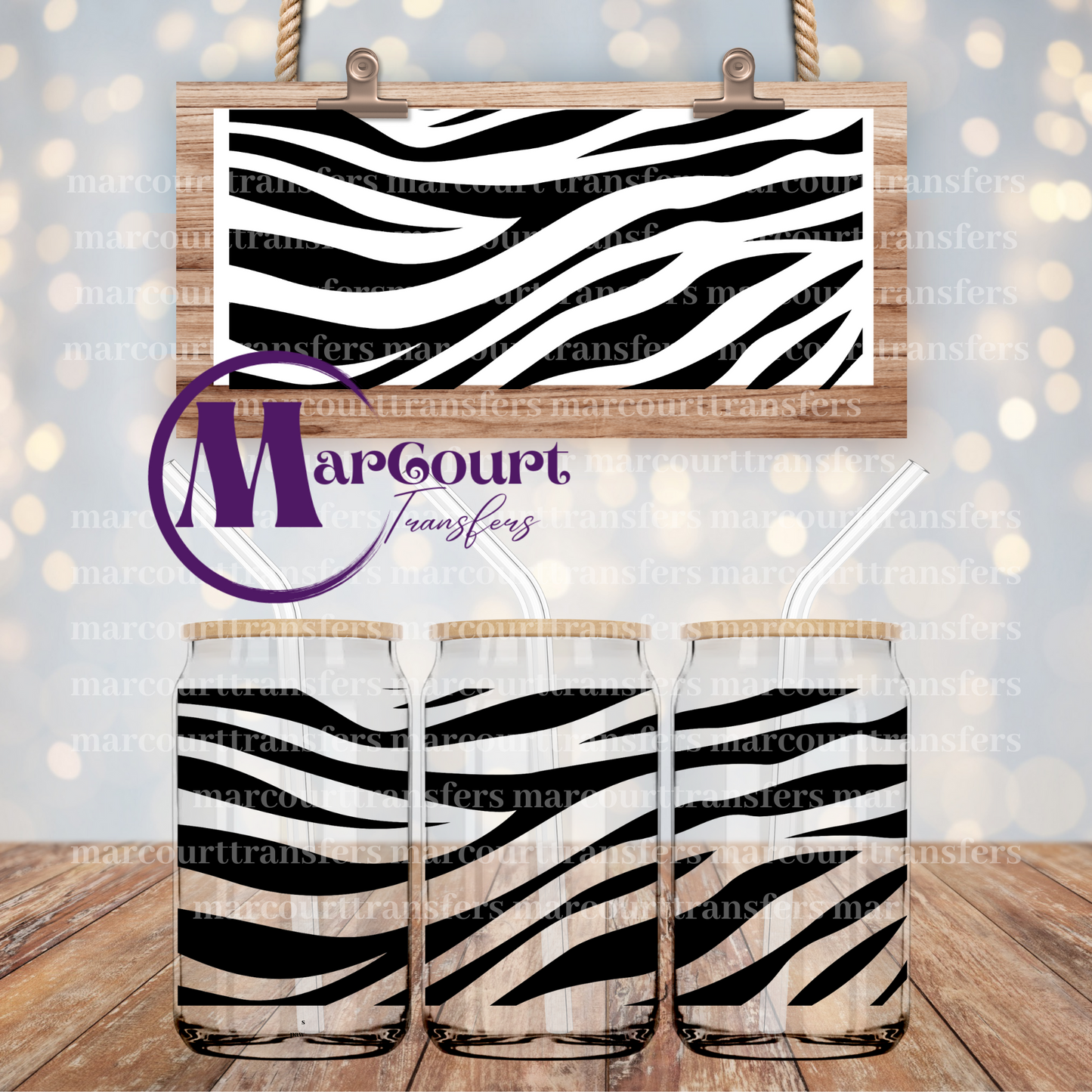 ZEBRA PATTERN-16 0Z-UV DTF CUP WRAP