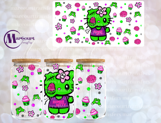 ZOMBIE KITTY-16 0Z-UV DTF CUP WRAP