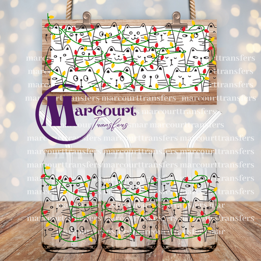 CATS IN CHRISTMAS LIGHTS-16 0Z-UV DTF CUP WRAP