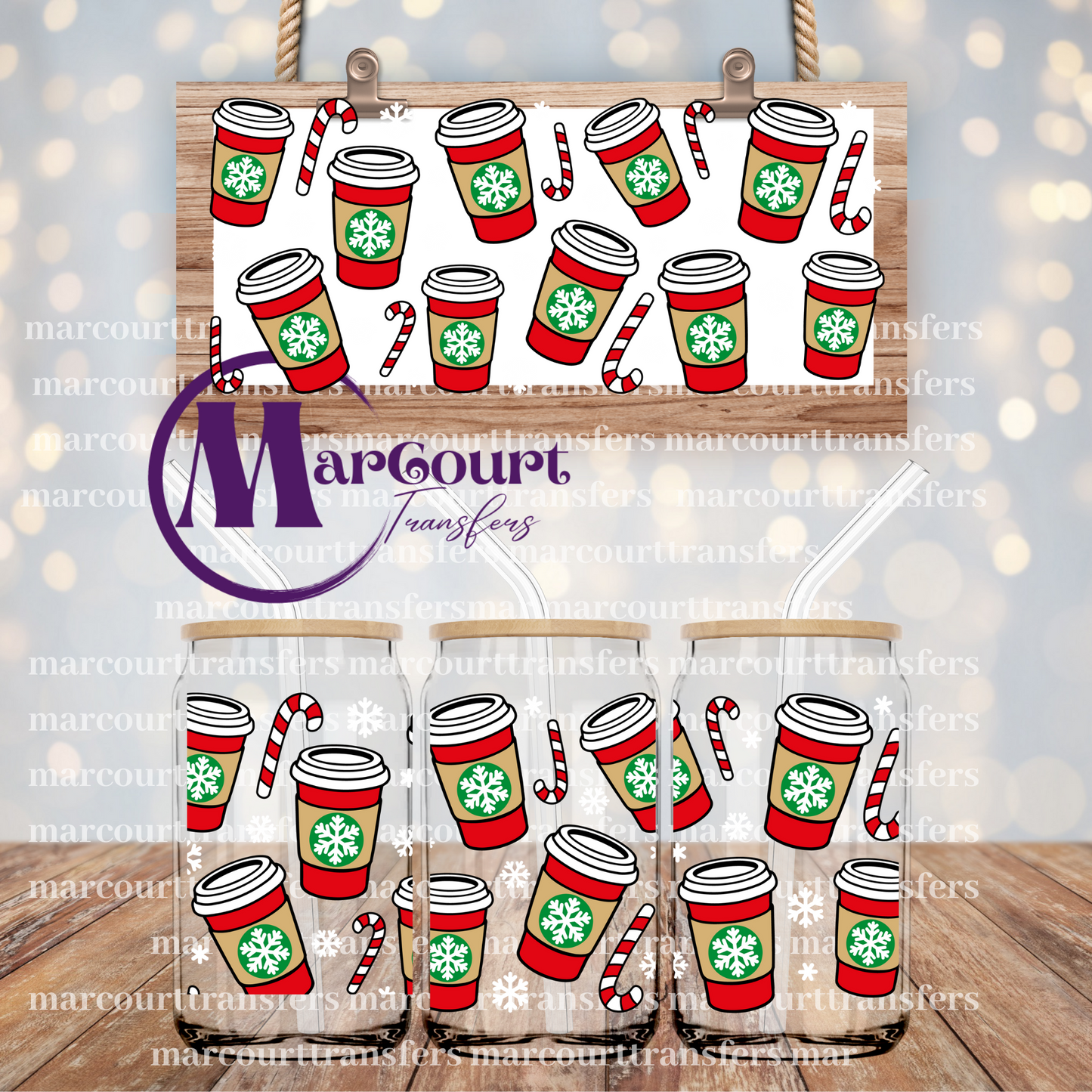 CHRISTMAS COFFEE-16 0Z-UV DTF CUP WRAP