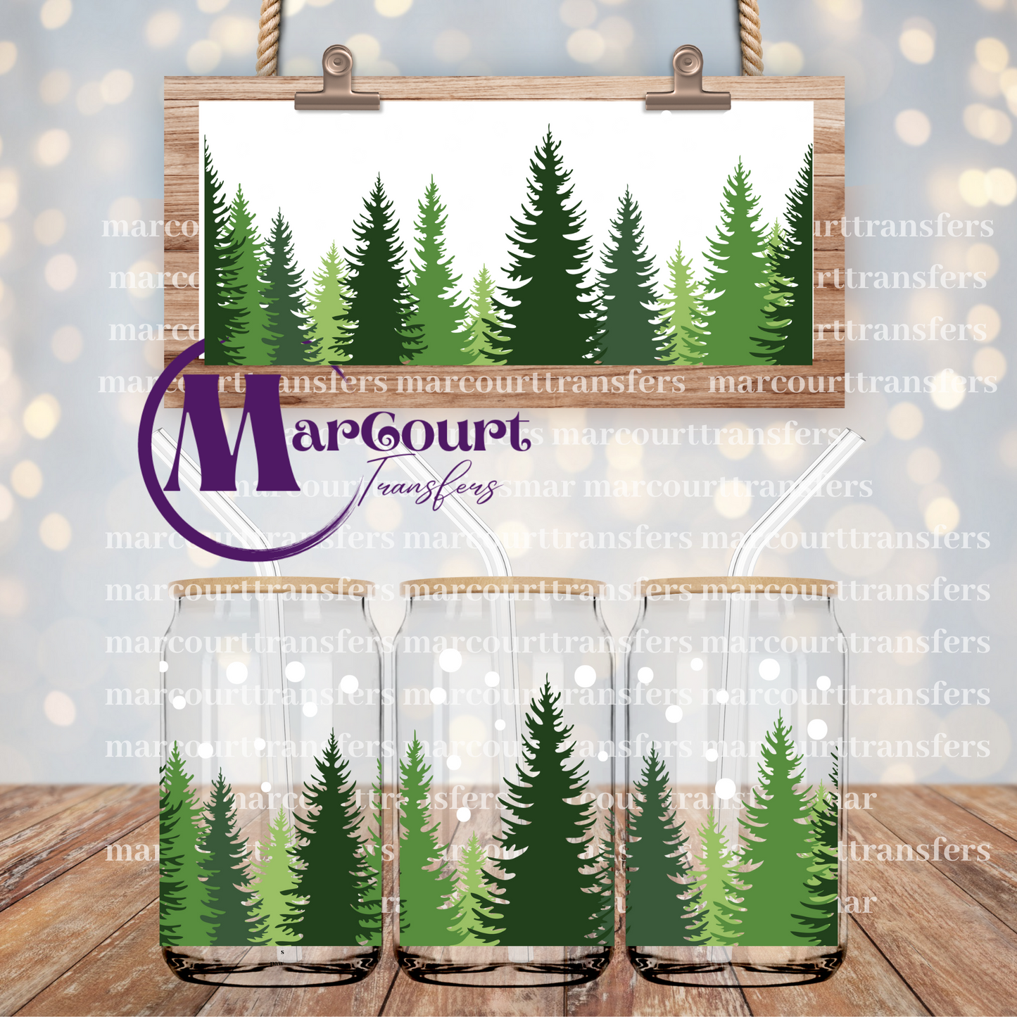 CHRISTMAS TREES-16 0Z-UV DTF CUP WRAP