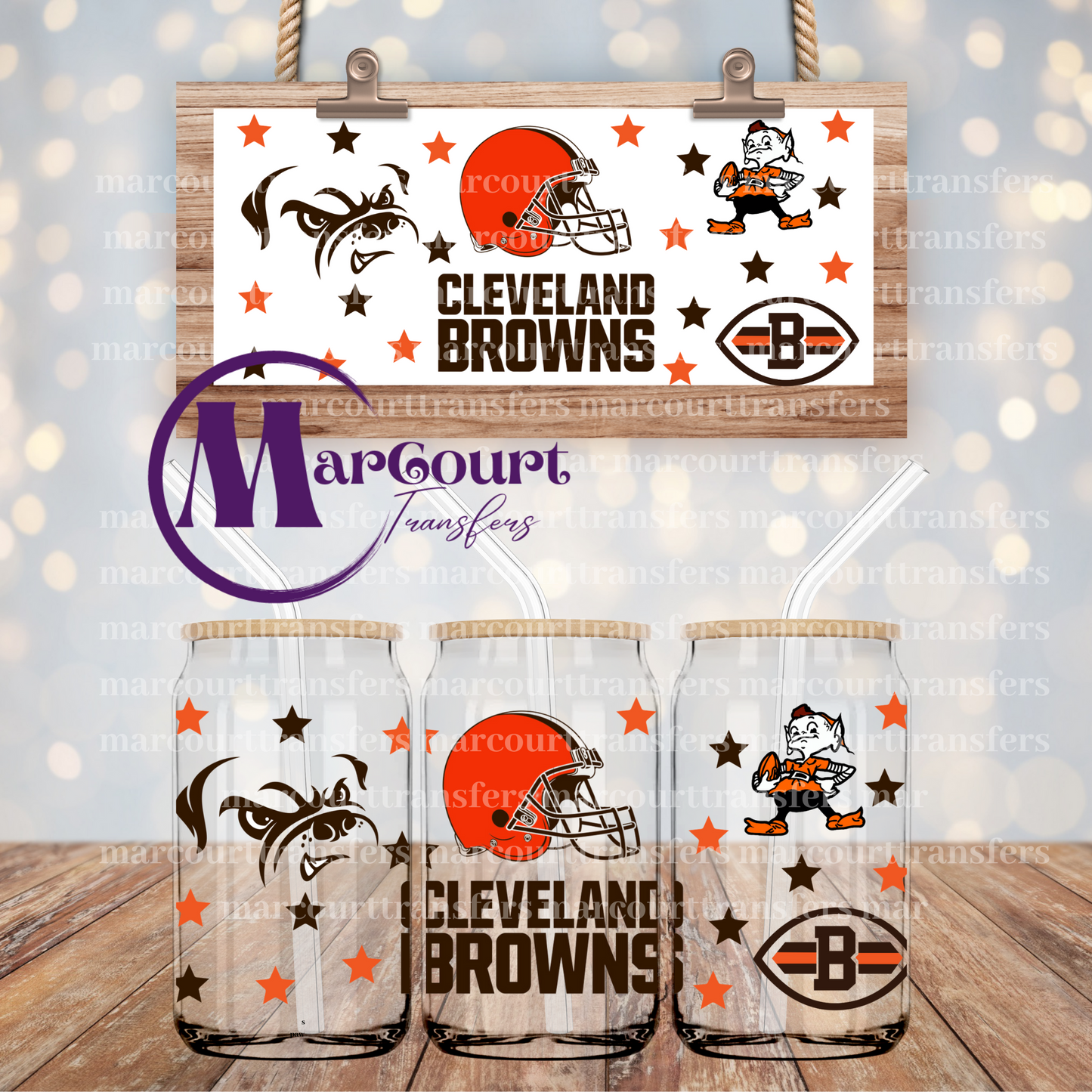 CLEVELAND BROWNS-16 0Z-UV DTF CUP WRAP