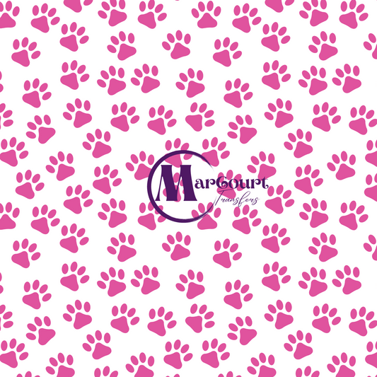 DOG PAWS-HOT PINK-VINYL PATTERN 12 X 12