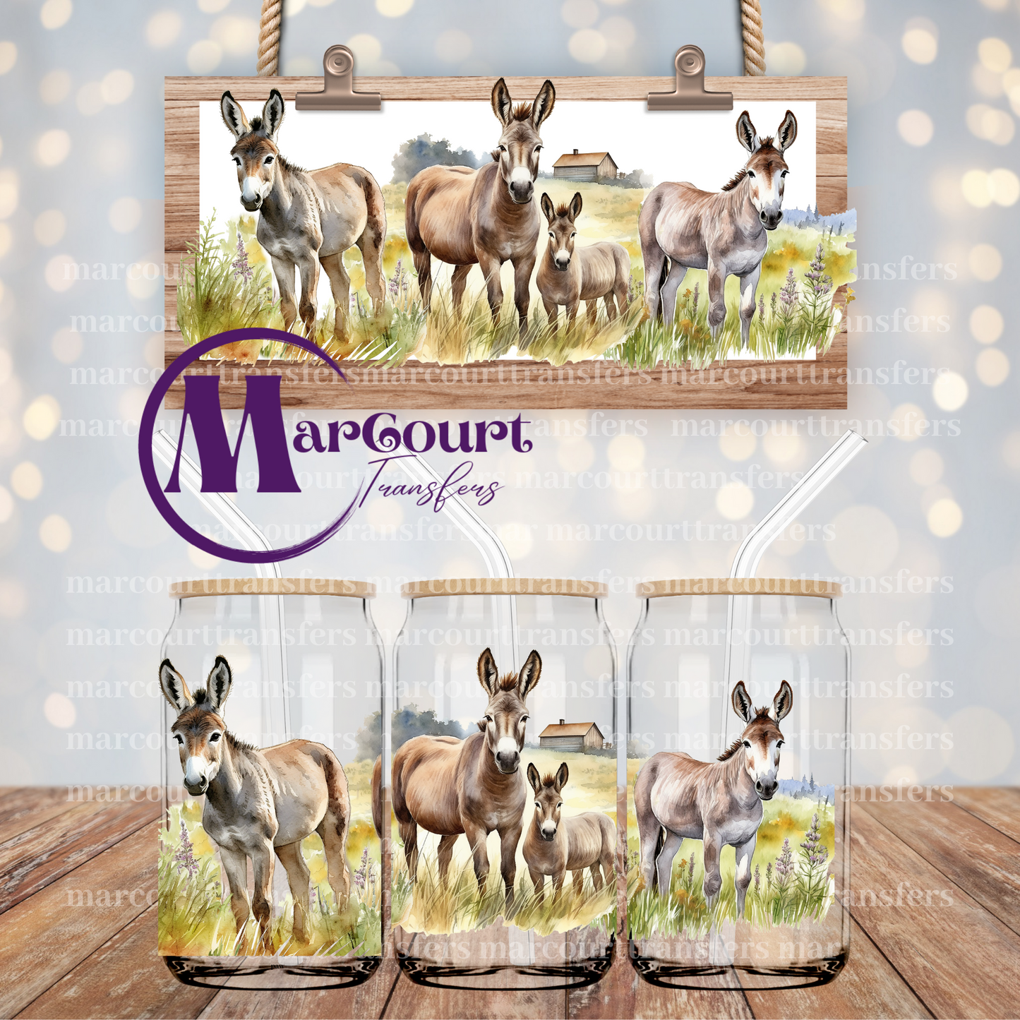 DONKEY FAMILY-16 0Z-UV DTF CUP WRAP