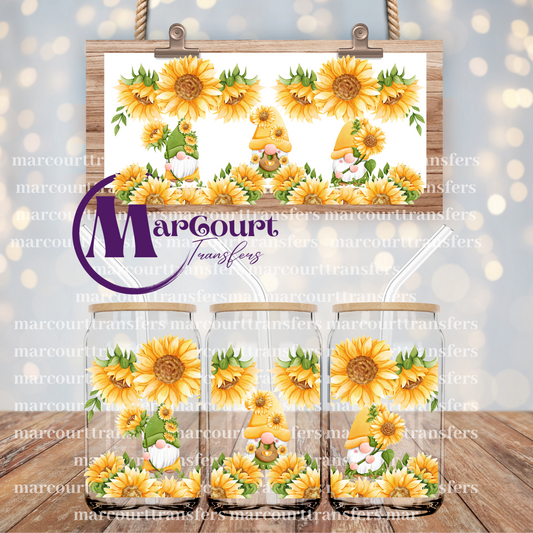 GNOMES SUNFLOWERS-16 0Z-UV DTF CUP WRAP