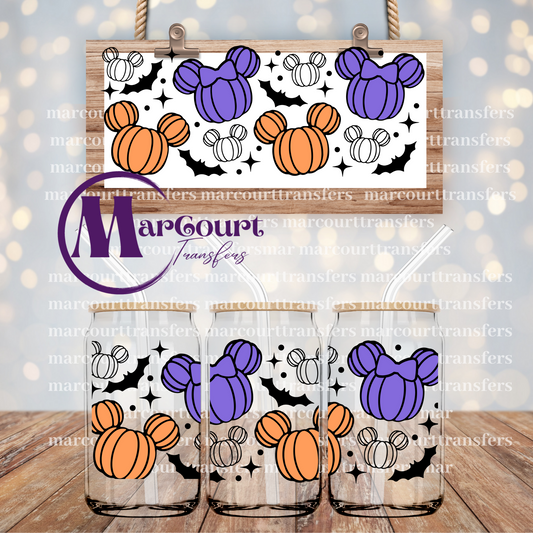 HALLOWEEN MOUSE PUMPKIN EARS-16 0Z-UV DTF CUP WRAP