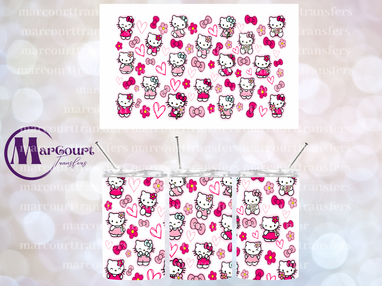 HELLO KITTY BOWS HEARTS AND FLOWERS-12 OZ CUP WRAP