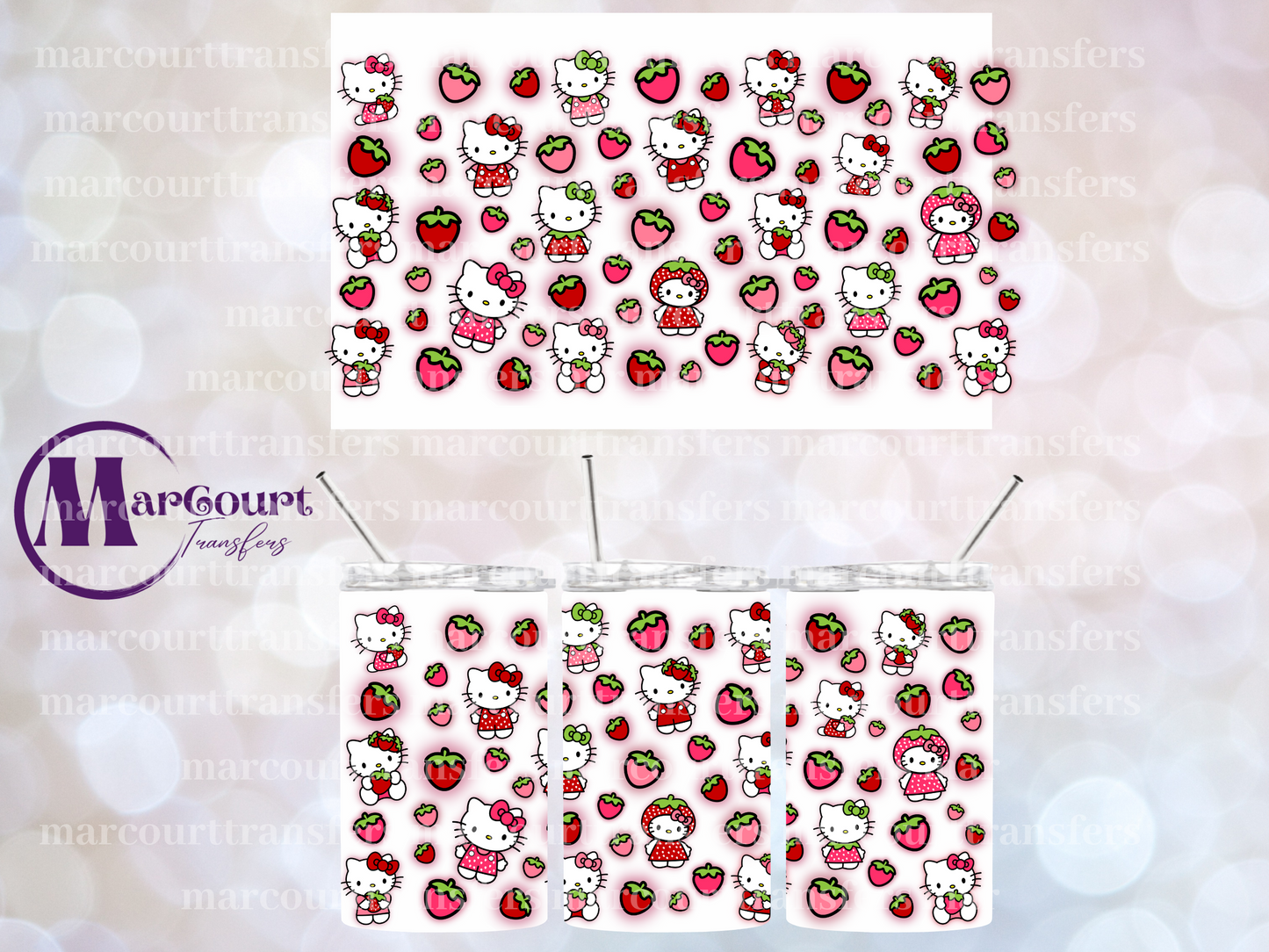 HELLO KITTY STRAWBERRIES-12 OZ CUP WRAP