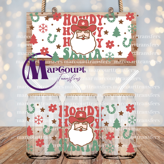 HOWDY SANTA-16 0Z-UV DTF CUP WRAP