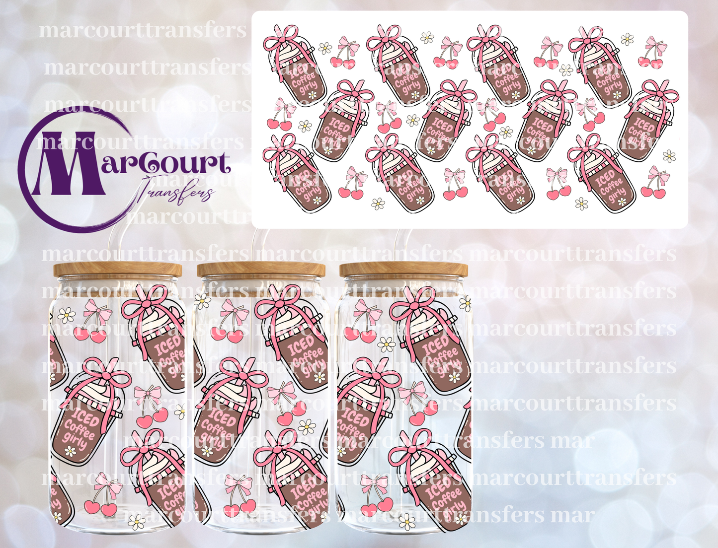 ICED COFFEE GIRLY-16 0Z-UV DTF CUP WRAP