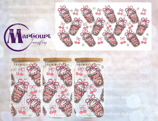 ICED COFFEE GIRLY-16 0Z-UV DTF CUP WRAP