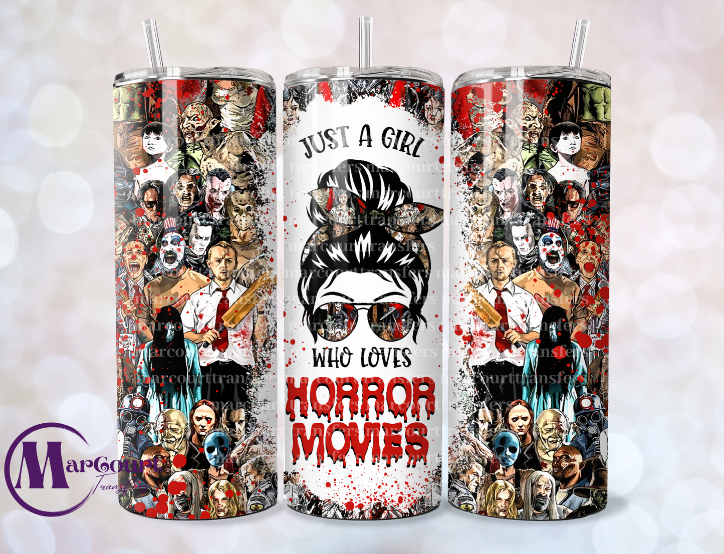 JUST A GIRL WHO LOVES HORROR MOVIES-SKINNY TUMBLER TRANSFER