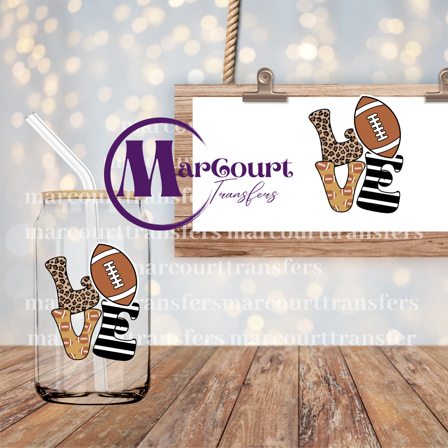 LOVE FOOTBALL-DECAL-UV DTF CUP WRAP