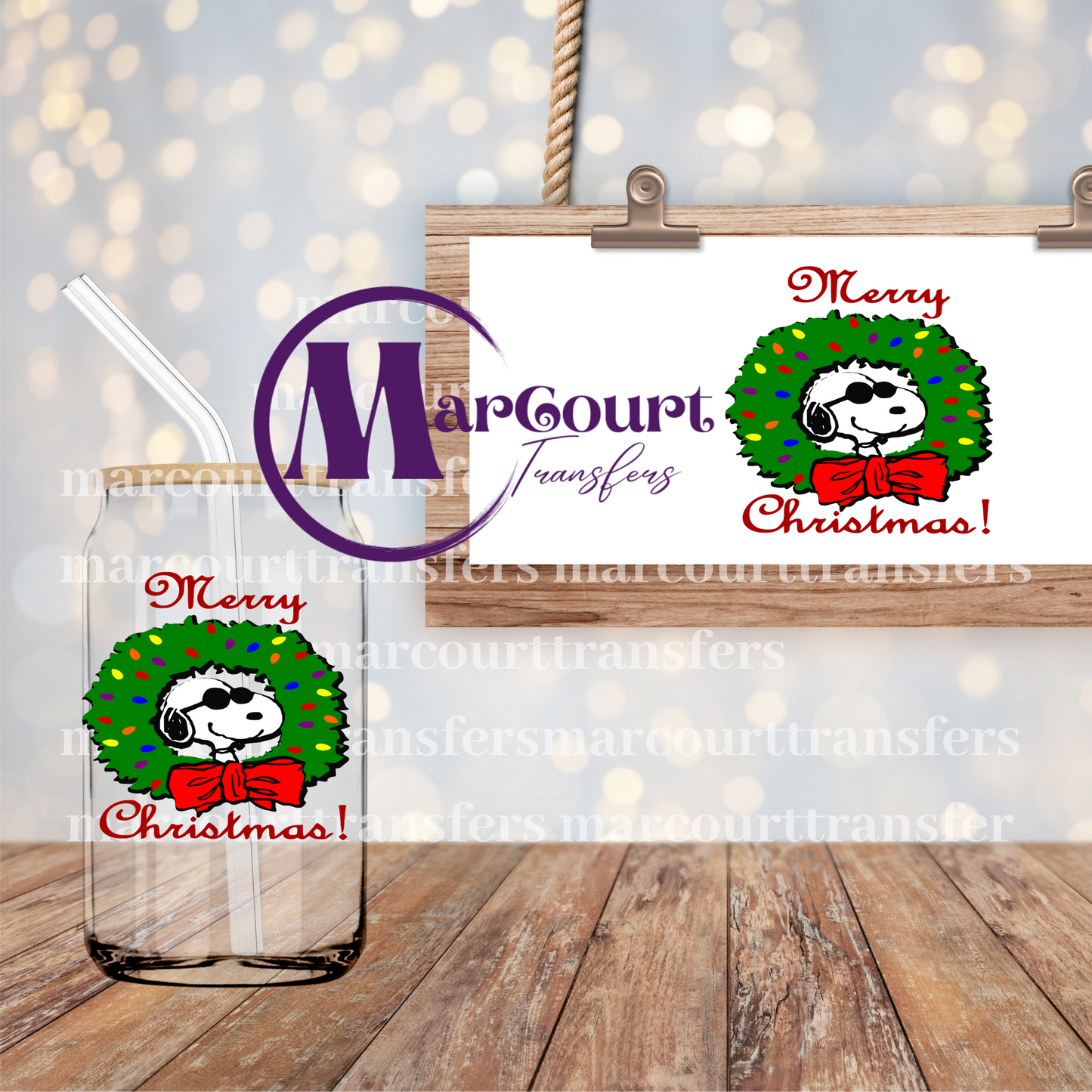 MERRY CHRISTMAS SNOOPY-DECAL-UV DTF CUP WRAP