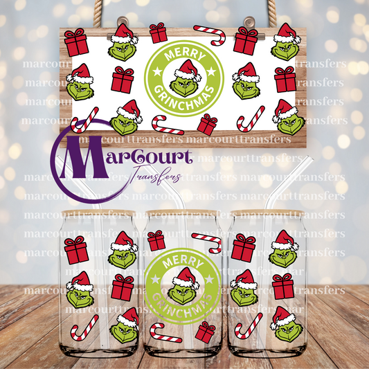 MERRY GRINCHMAS GRINCH GIFTS AND CANDY CANES-16 0Z-UV DTF CUP WRAP