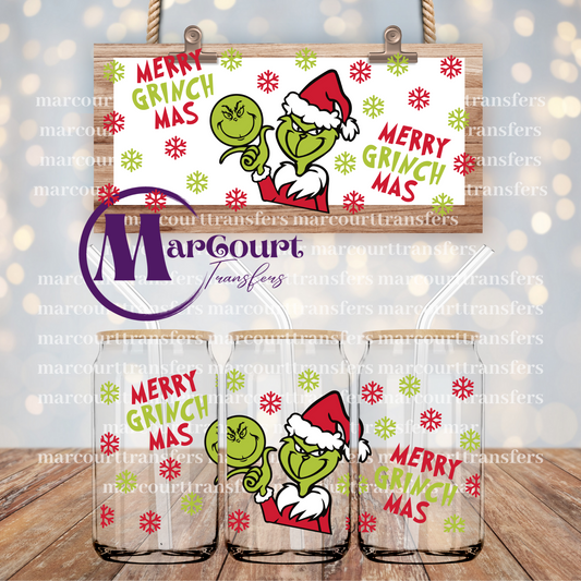 MERRY GRINCHMAS SNOWFLAKES-16 0Z-UV DTF CUP WRAP