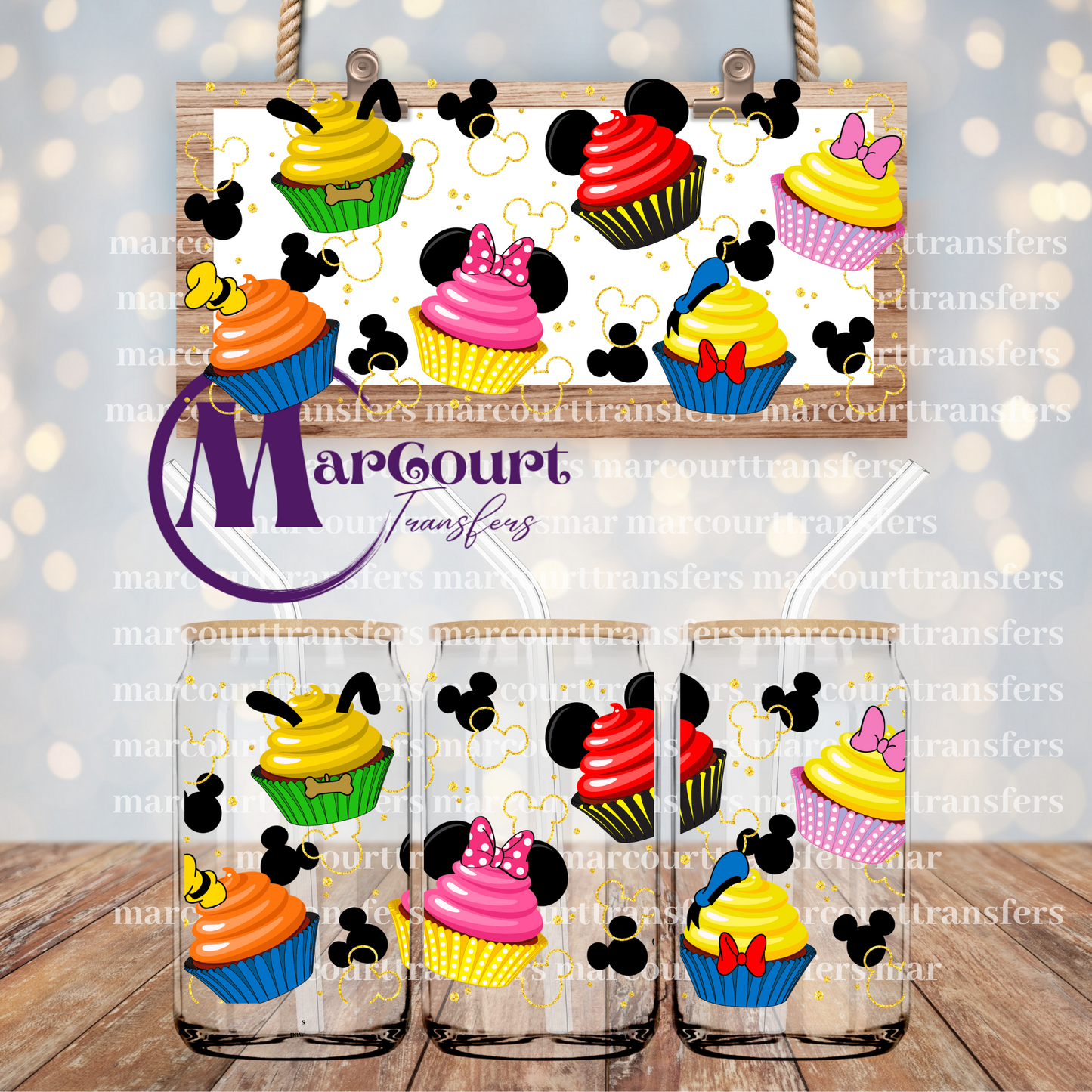 MICKEY AND FRIENDS CUPCAKES-16 0Z.-UV DTF CUP WRAP