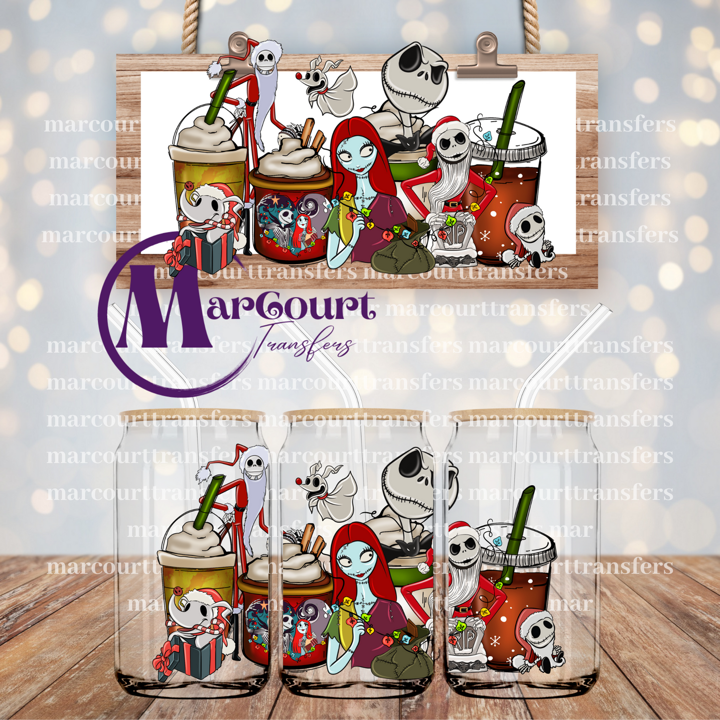 NIGHTMARE BEFORE CHRISTMAS COFFEE CUPS-16 0Z-UV DTF CUP WRAP