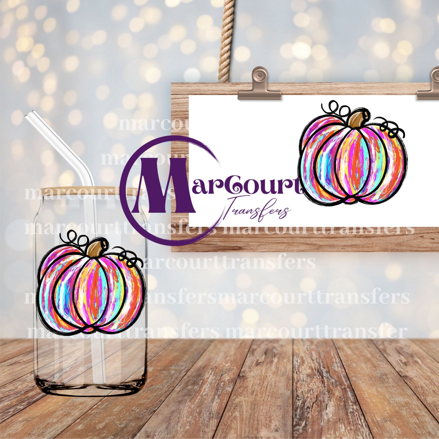 PAINTED PUMPKIN-DECAL-UV DTF CUP WRAP