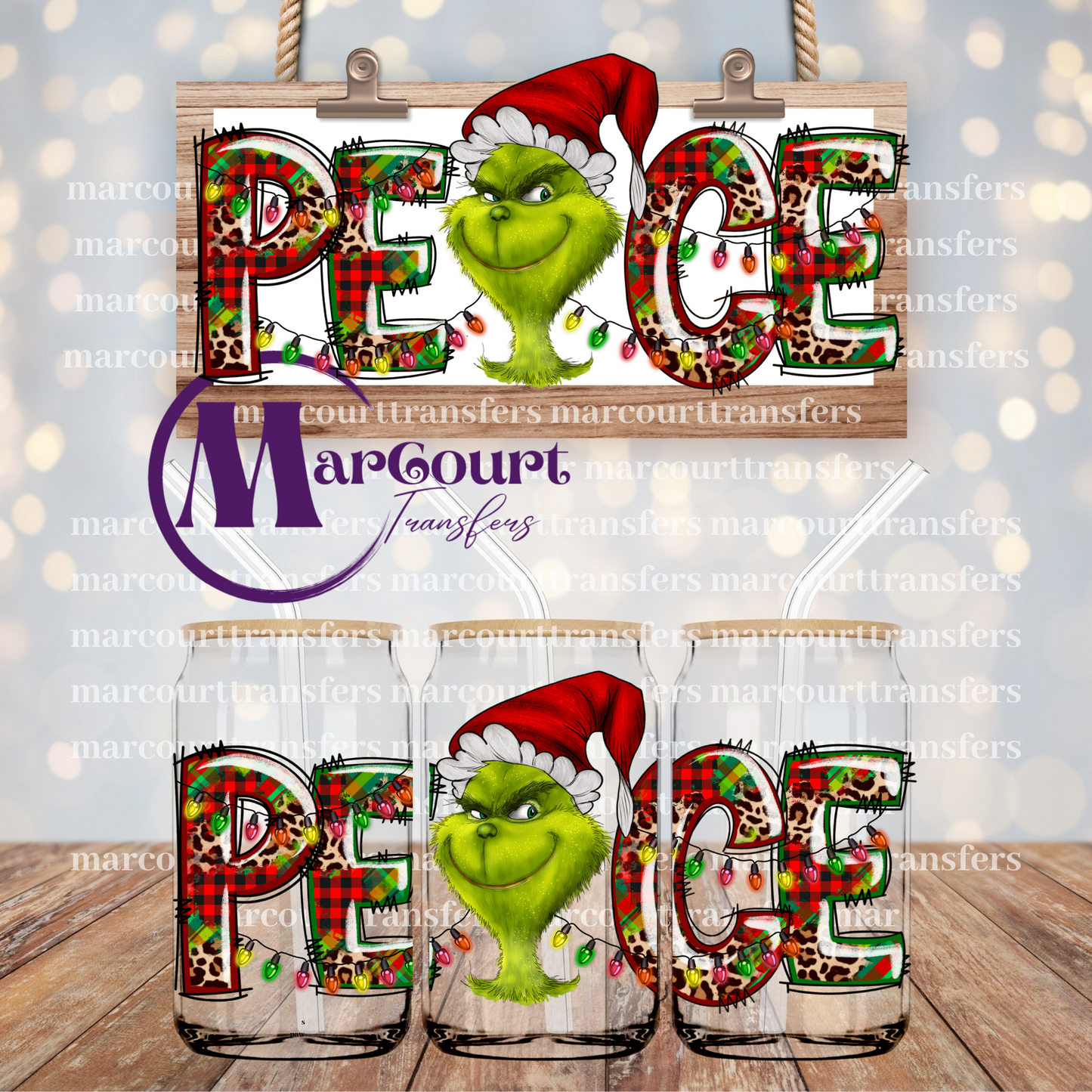 PEACE GRINCH-16 0Z-UV DTF CUP WRAP