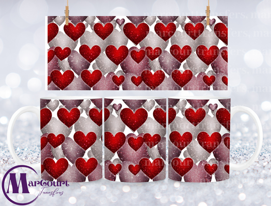 PURPLE AND RED HEARTS-MUG TRANSFER