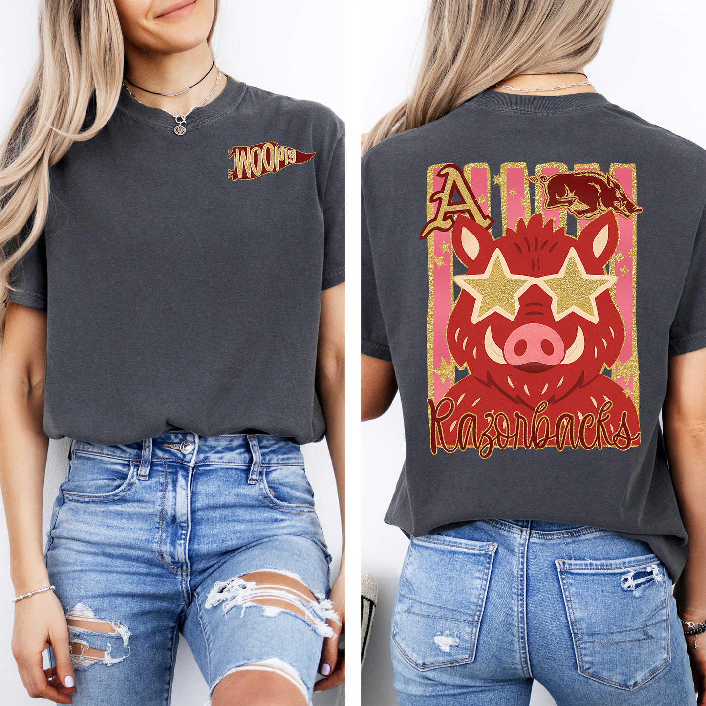FAUX GLITZ T-SHIRT-RAZORBACKS
