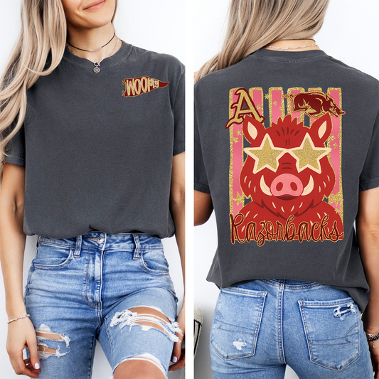 FAUX GLITZ T-SHIRT-RAZORBACKS