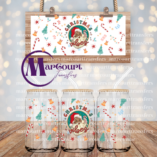 CHRISTMAS VIBES RETRO SANTA-16 0Z-UV DTF CUP WRAP